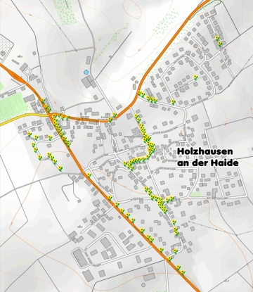 Topographische Karte mit Grüninseln